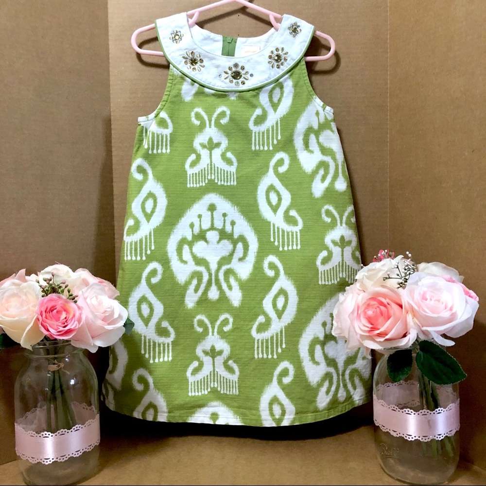 Gymboree Gem Batik Print Size 5 Green & White